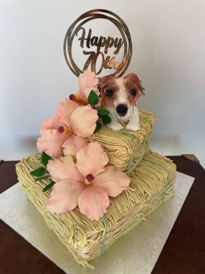 Hibiscus dog cake