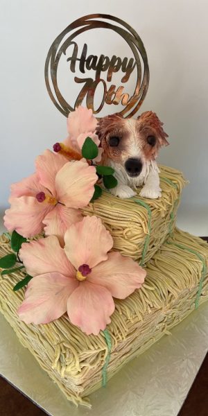 Hibiscus dog cake